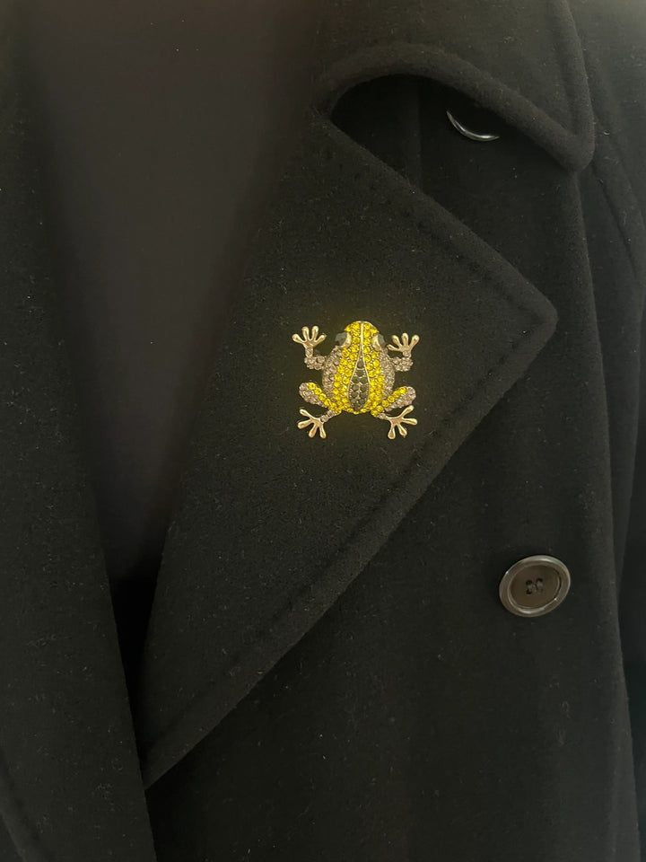 Brooch - Green & Mustard Frog