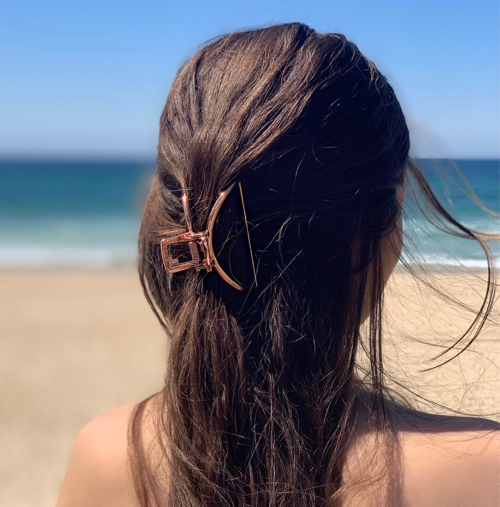 WS - Large Hair Claw Clip Open Shape in Rose Gold 787099021054