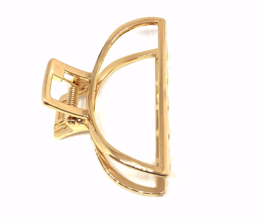 WS - Large Hair Claw Clip Open Shape in Gold 787099021092