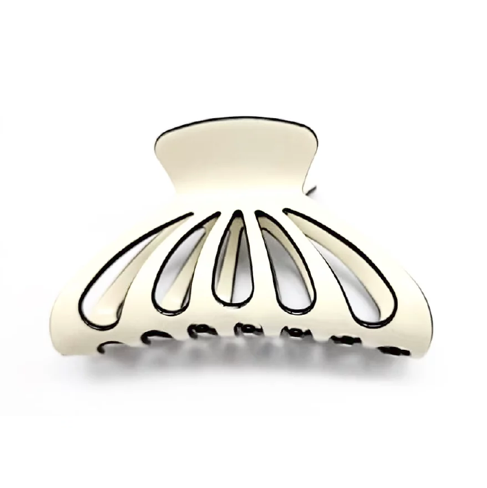 Premium Large Acetate HairClaw in Ivory with Black Trim