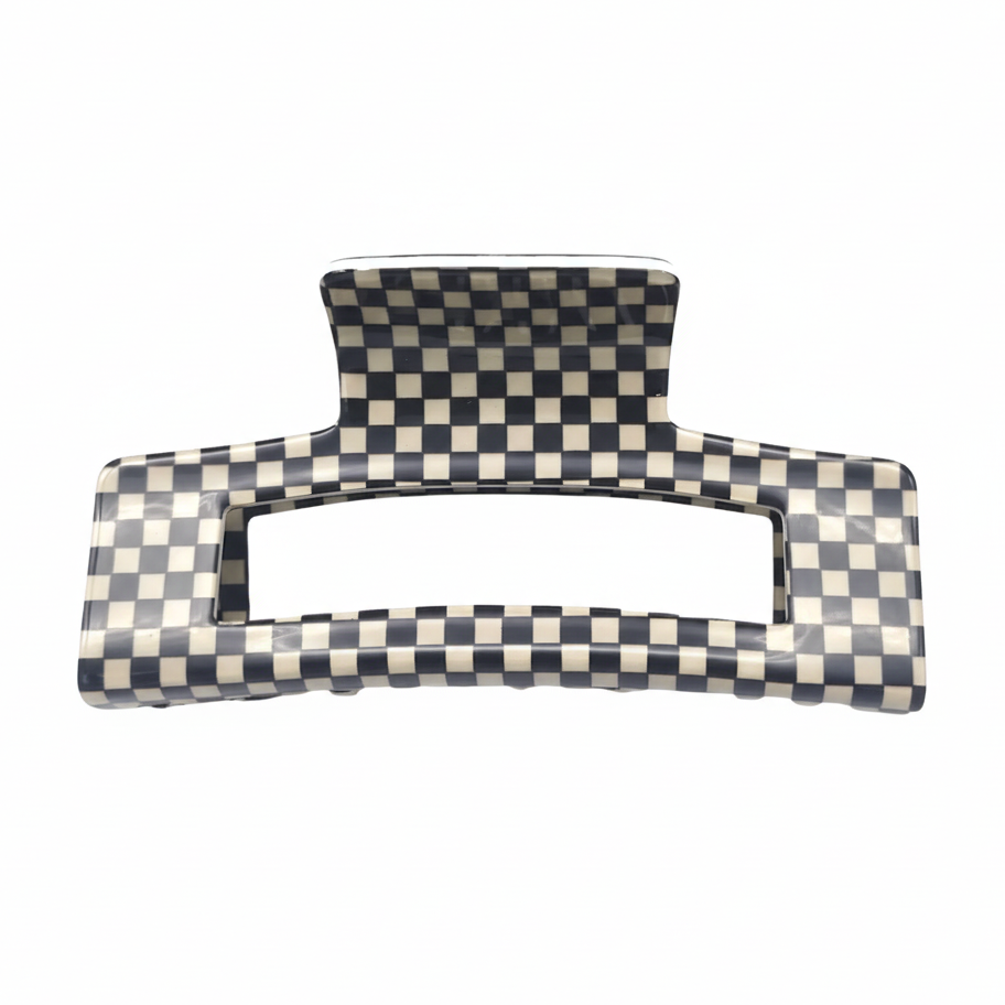 Limited Edition Large Rectangular Claw in Black & White check Tania Hird Designs