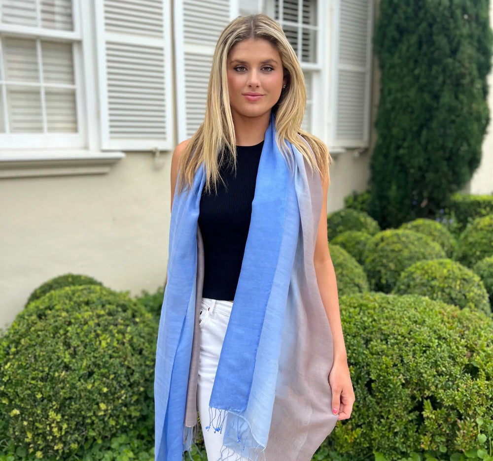 Scarf - Cashmere/ Mulberry Silk Scarf in Cereulean Blue/Classic blue