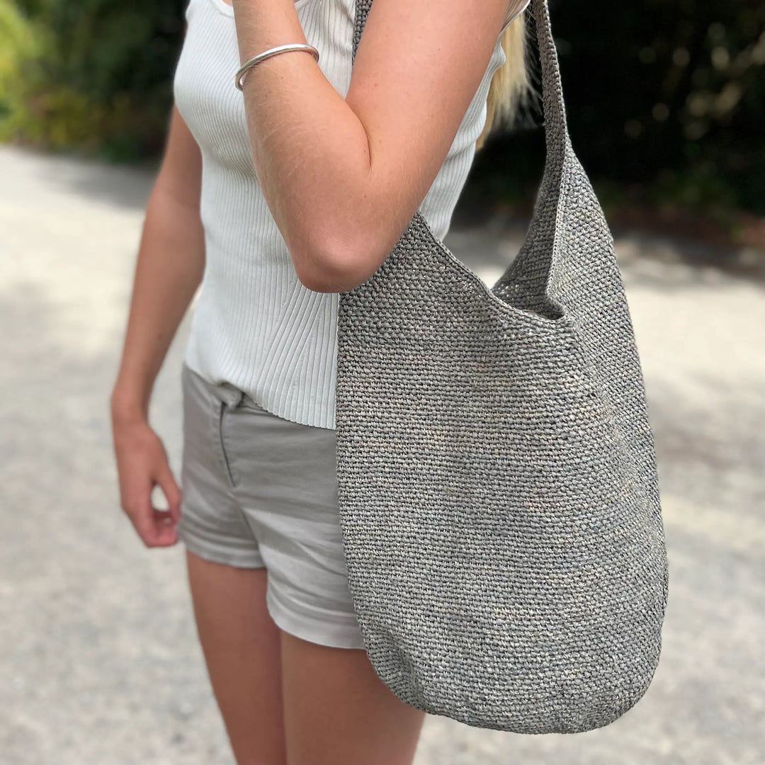 WS Eleanor Raffia Oversized Bag - Grey - Image 3