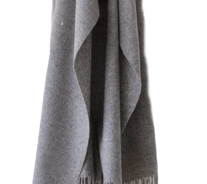 WS Premium Virgin 100% Wool Blanket Scarf- Medium Grey 746935191078