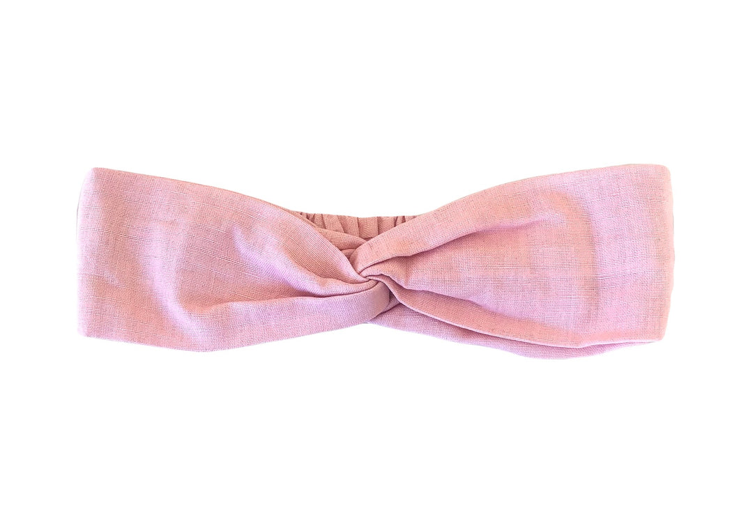 Headband - Linen Elastic headband in Pink