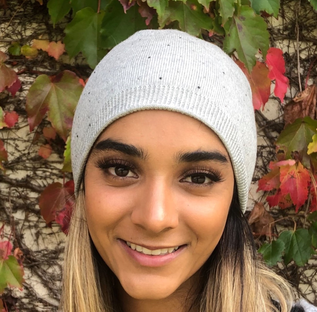 WS - Premium Cashmere Blend Beanie; Rhinestones- Light Grey 746935191184