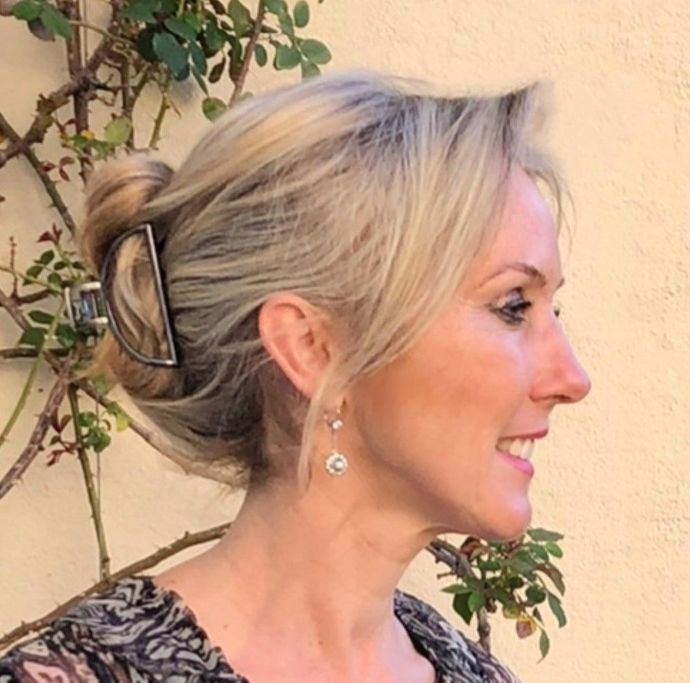 Large Hair Claw Clip Open Shape in Hermatite