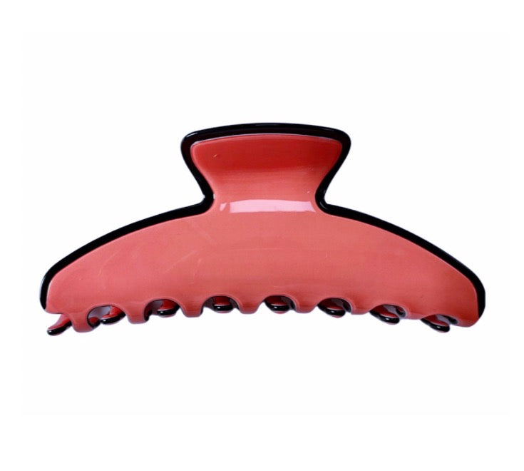 WS Premium extra large hair claw in Burnt Coral with black edging  754523535883