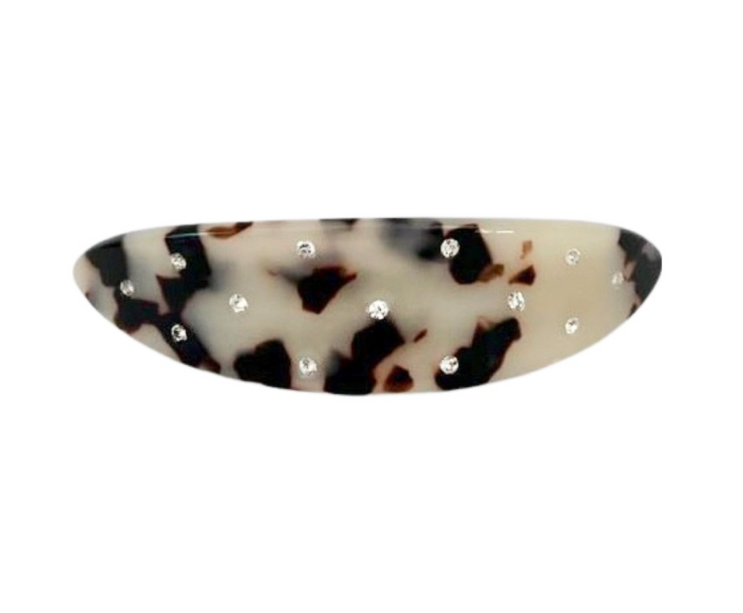 WS - Acetate Barrette Oval & Crystal L Tort