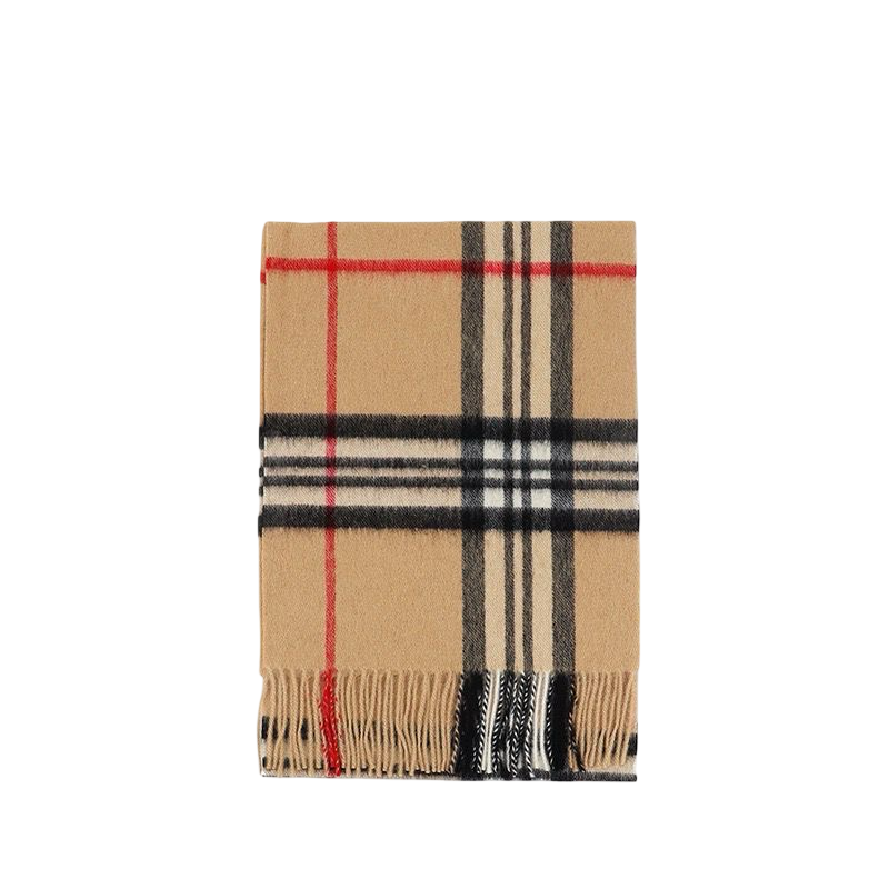 WS Premium 100% Wool Check BB Scarf- Camel