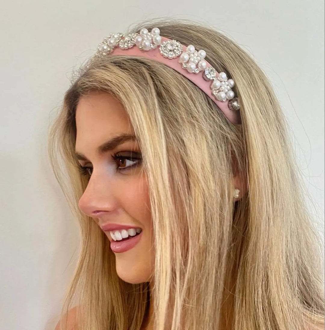 Premium Handmade Chanel Pink Pearl Deco Headband