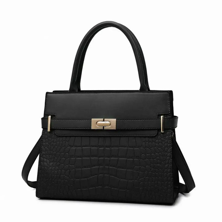 Alexandra Medium Vegan Croc Tote Bag - Black