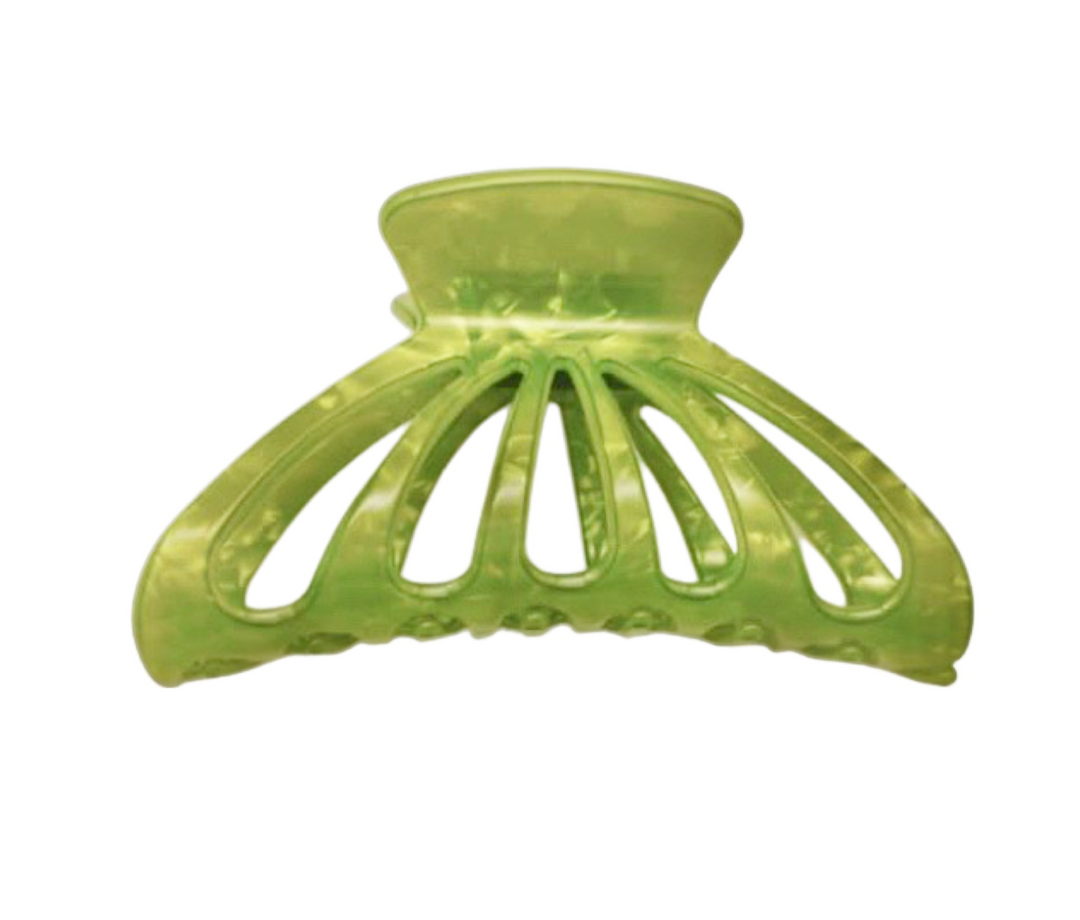 Large Premium Acetate Hair Claw in Pearl Green