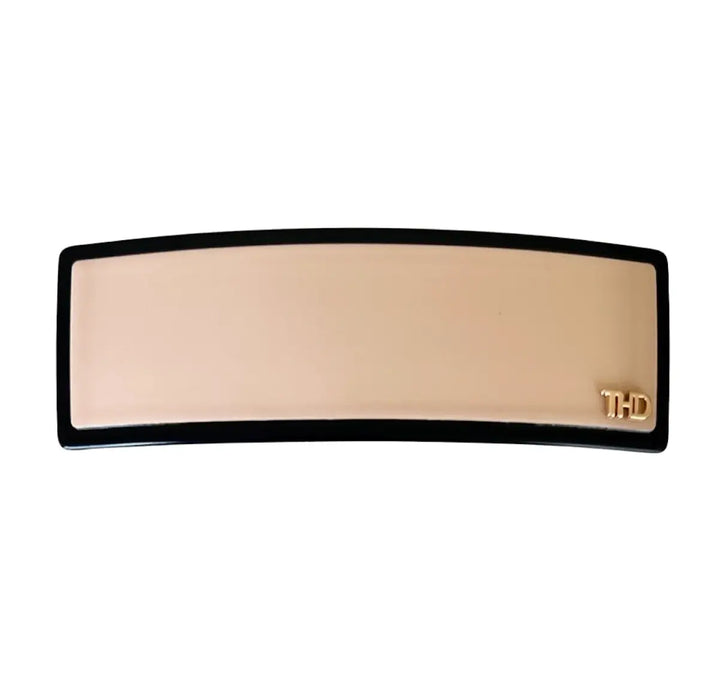 Wide Acetate Barrette in Musky Pink & Black Trim