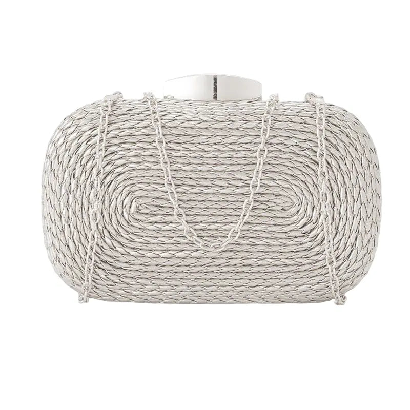 Felicity Coiled Rope Bag White Silver
