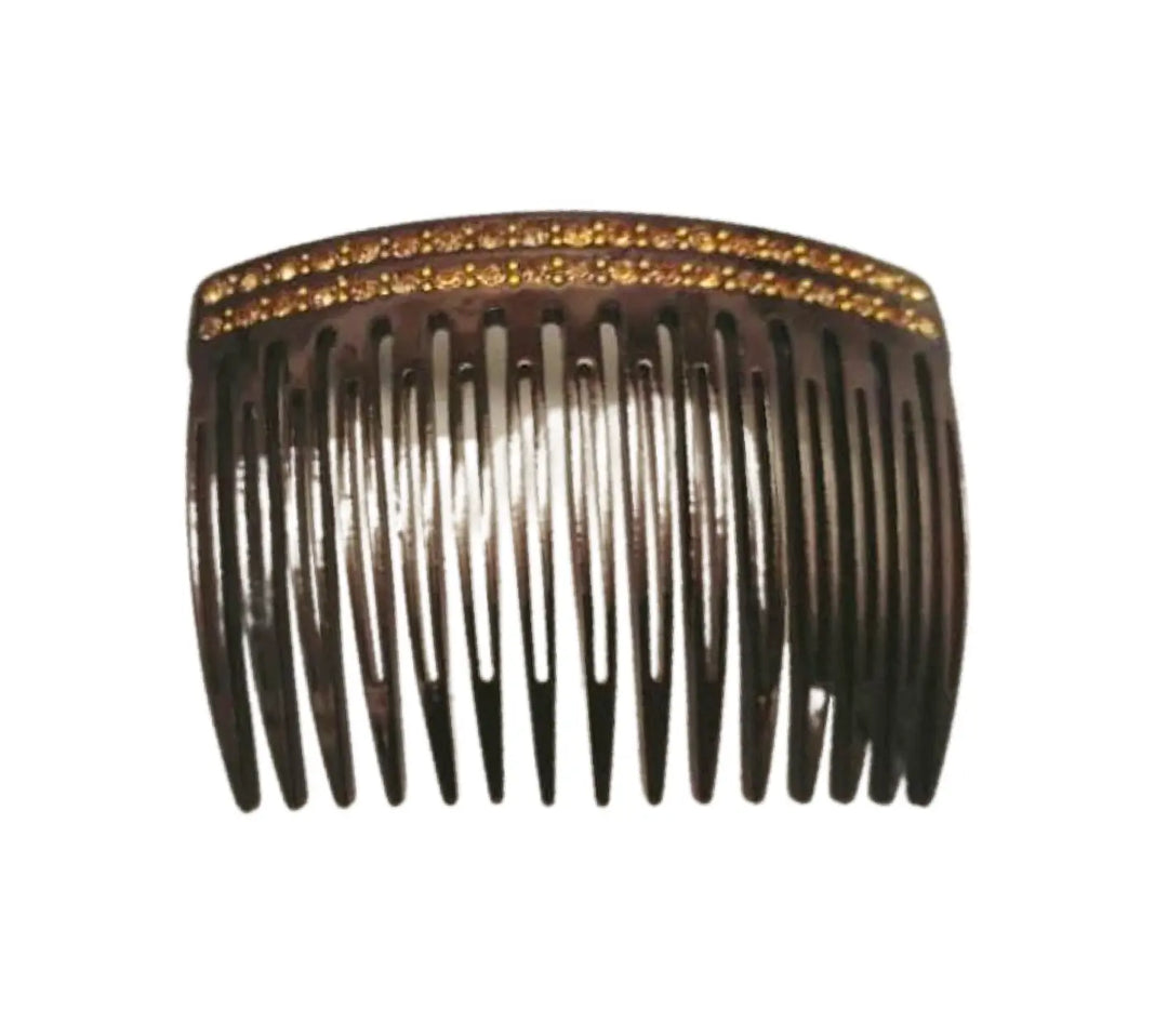 Acetate Hair Comb -  Deep Brown & Coffee Crystals