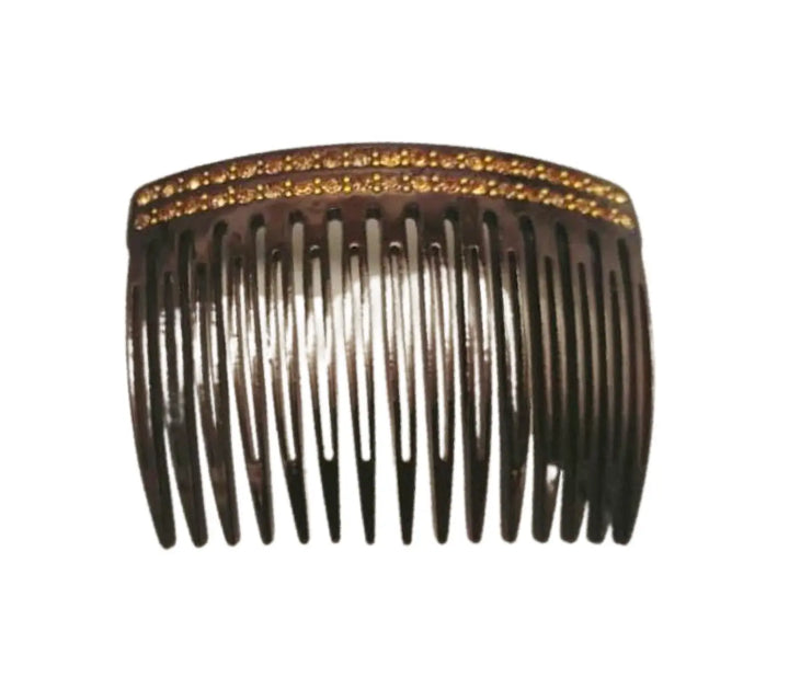 Acetate Hair Comb -  Deep Brown & Coffee Crystals