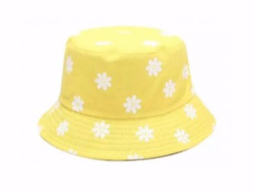 Bucket Hat - reversible- Yellow daisy/Yellow 6-adult