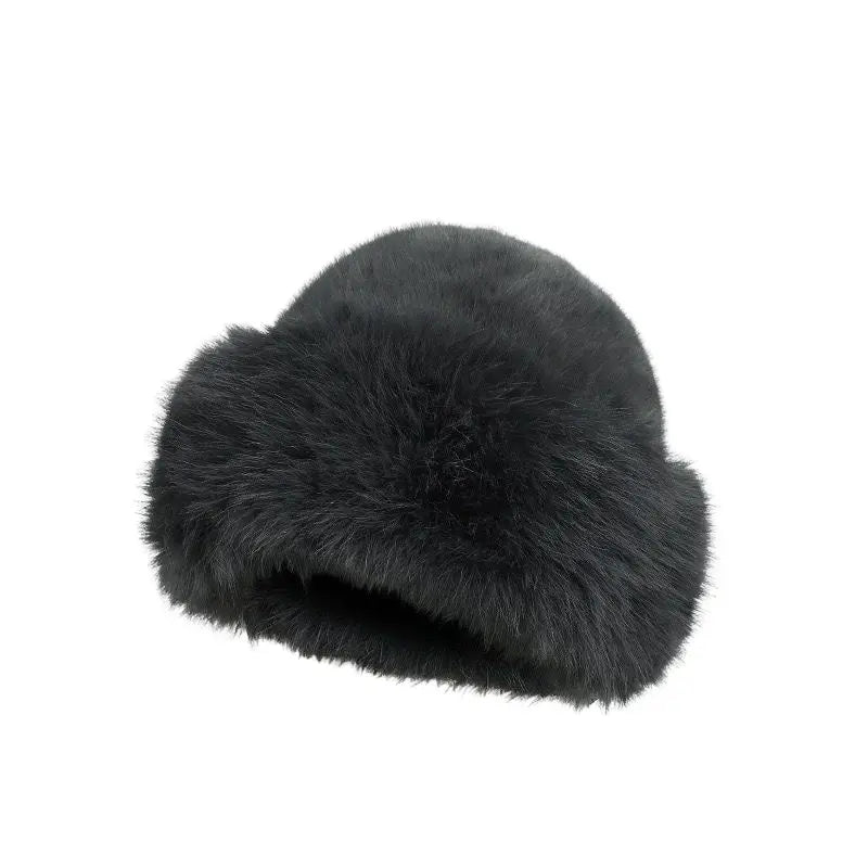 Faux Fur Peruvian Hat -  Black