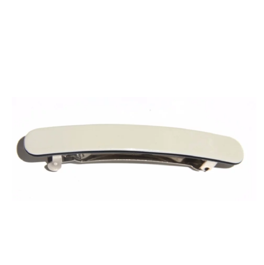 Ivory with Black edge acetate barrette- large 9cm