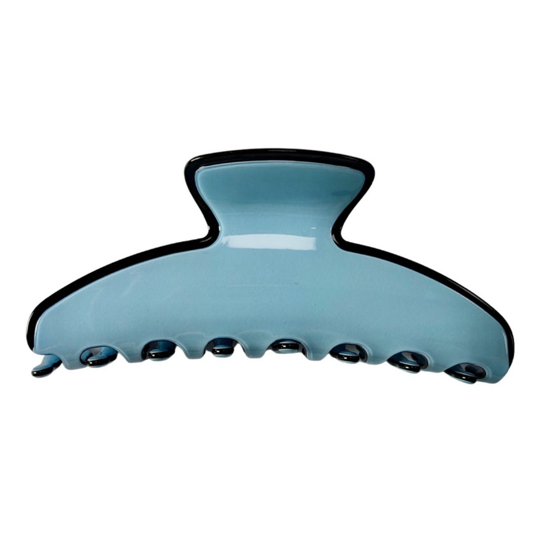 Premium Oversized Hair Claw in Cerulean Blue in Black Trim