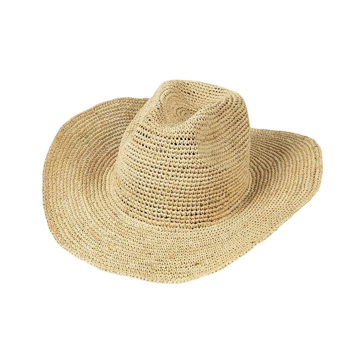 Jessie Raffia Cowboy Hat & Tie- natural