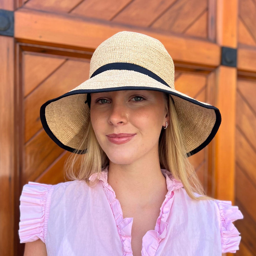 Eleanor Raffia Hat with Black Ribbon