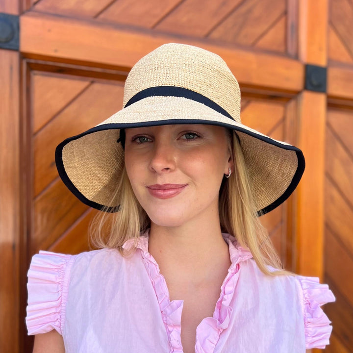 Eleanor Raffia Hat with Black Ribbon