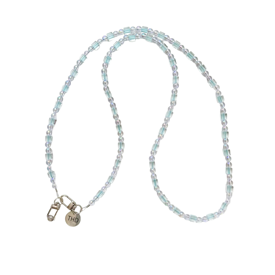 Premium Crystal Crossbody Phone Strap - Blue & Silver