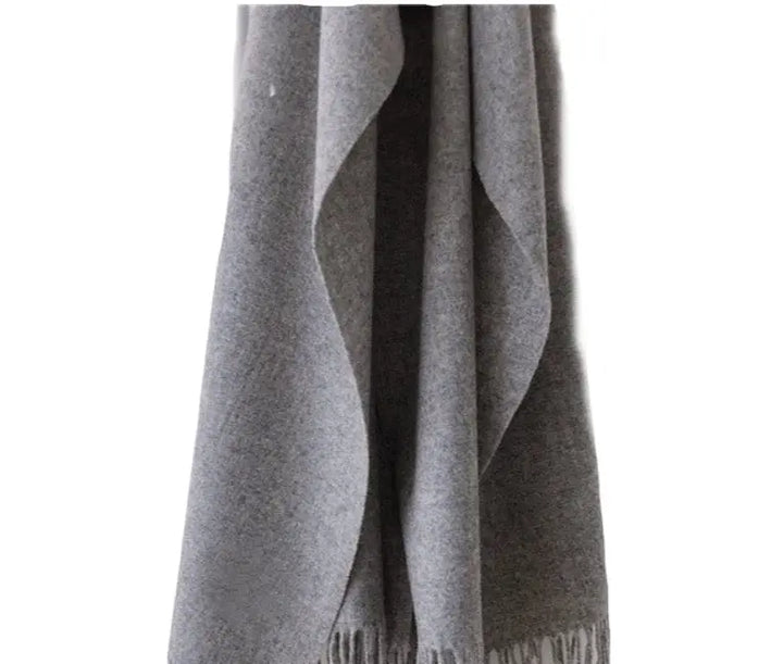Premium Virgin 100% Wool Blanket Scarf- Medium Grey