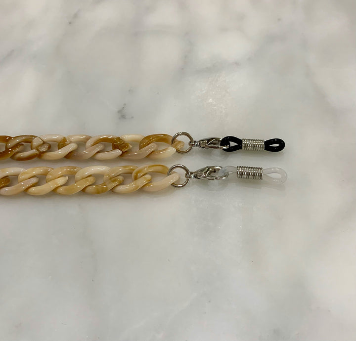 Glasses / Sunglass Chain in Brown and White