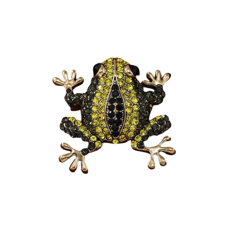 Brooch - Green & Mustard Frog