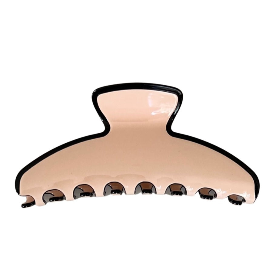 Premium oversized hair claw in Chanel pink & Black Trim