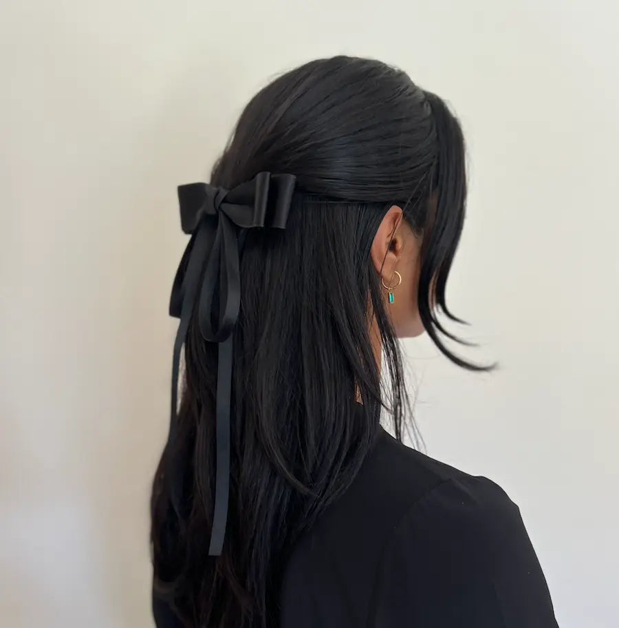 WS The Jennifer Bow Barette Wide - Black - Image 1