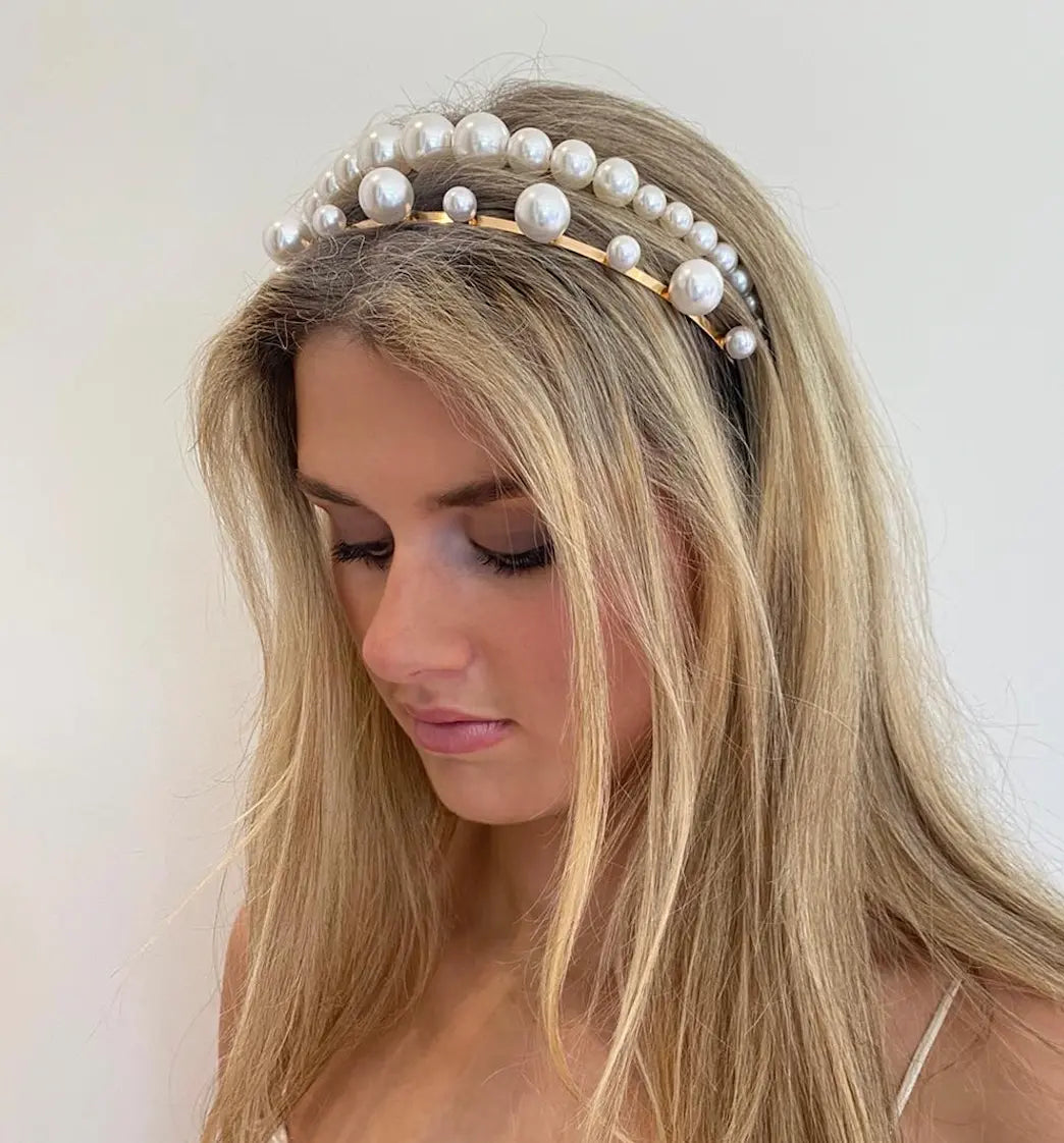 WS - Headband - Gold White Pearl - Image 1