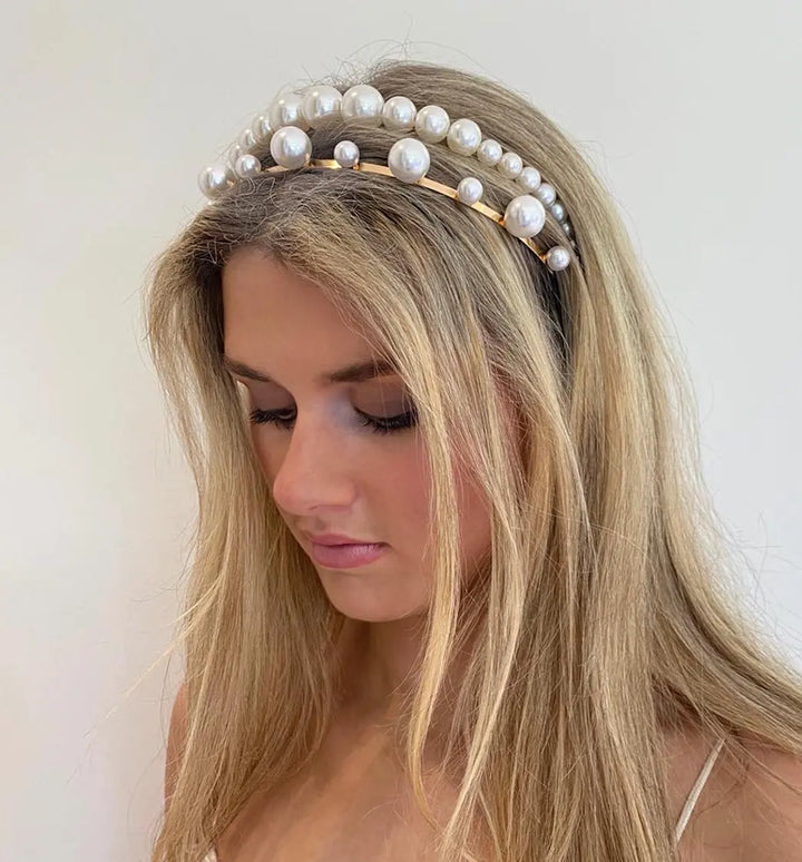 WS - Headband - Gold White Pearl - Image 1