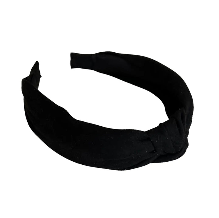 WS Knotted Vegan Suede Headband - Black