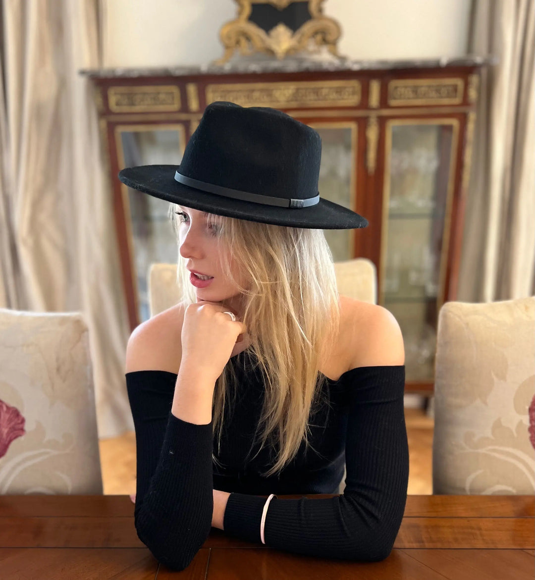 Premium 100% Australian Wool Teardrop Fedora - Black