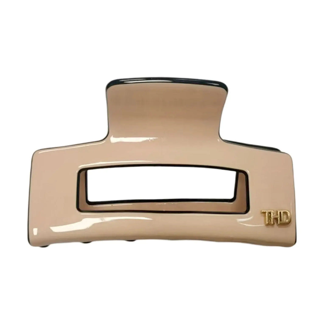 Acetate Medium Rectangle Hair Claw in Chanel Pink