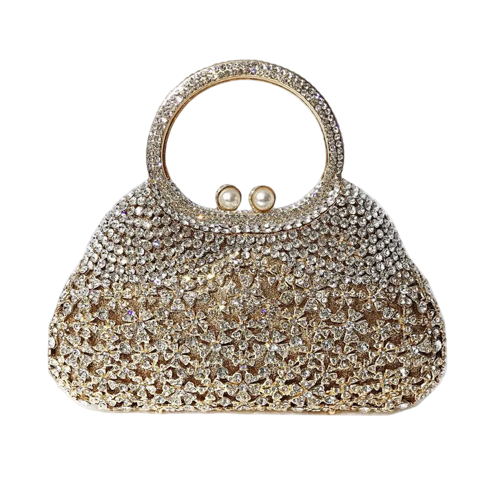 WS Cosette Diamond Handcrafted Clutch Bag - Gold