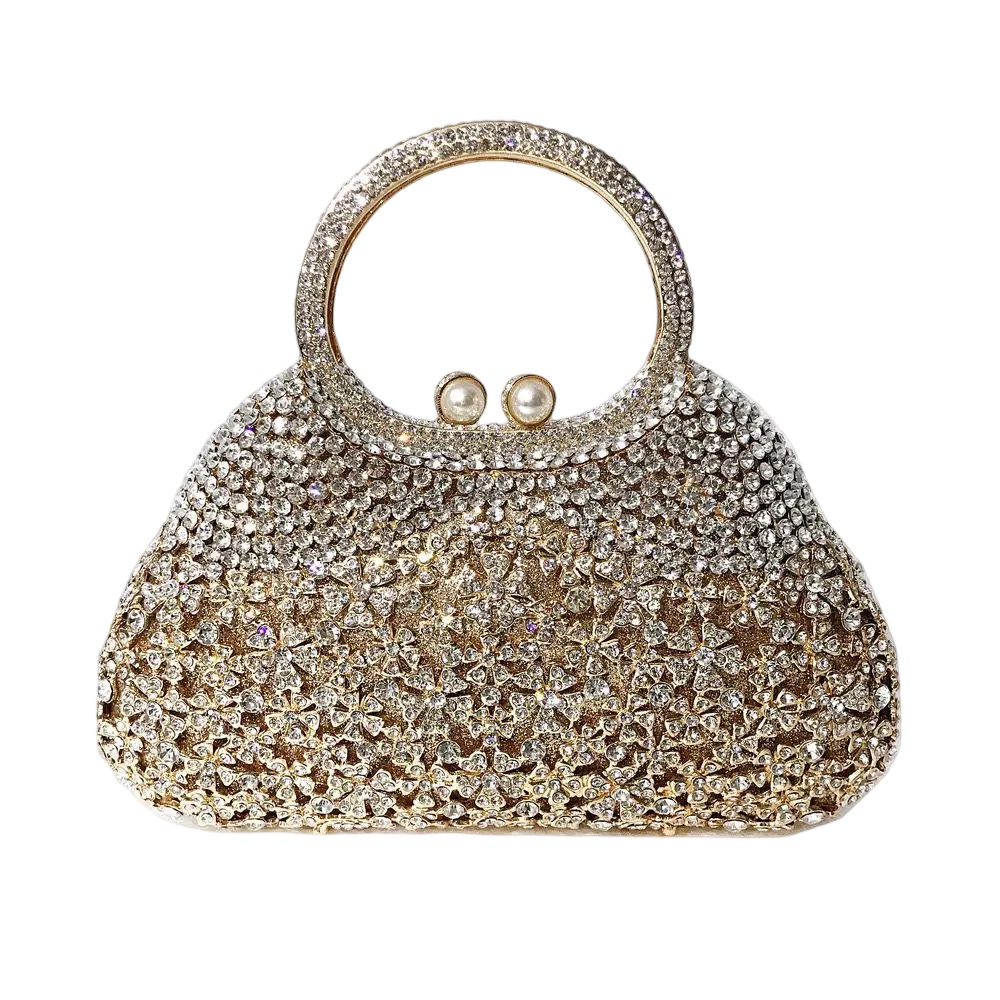 Cosette Diamond Handcrafted Clutch Bag - Gold