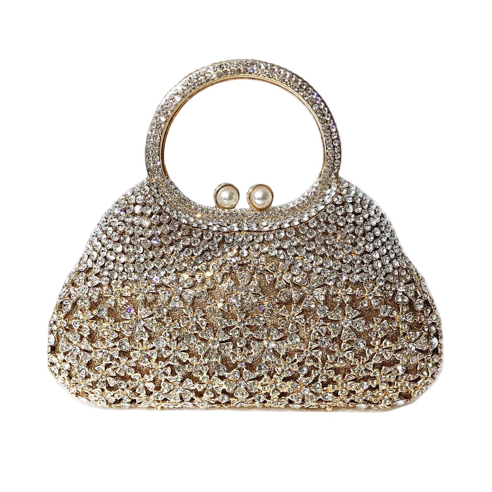 Cosette Diamond Handcrafted Clutch Bag - Gold