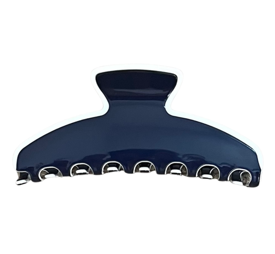Oversized Hairclaw in Navy - White Trim