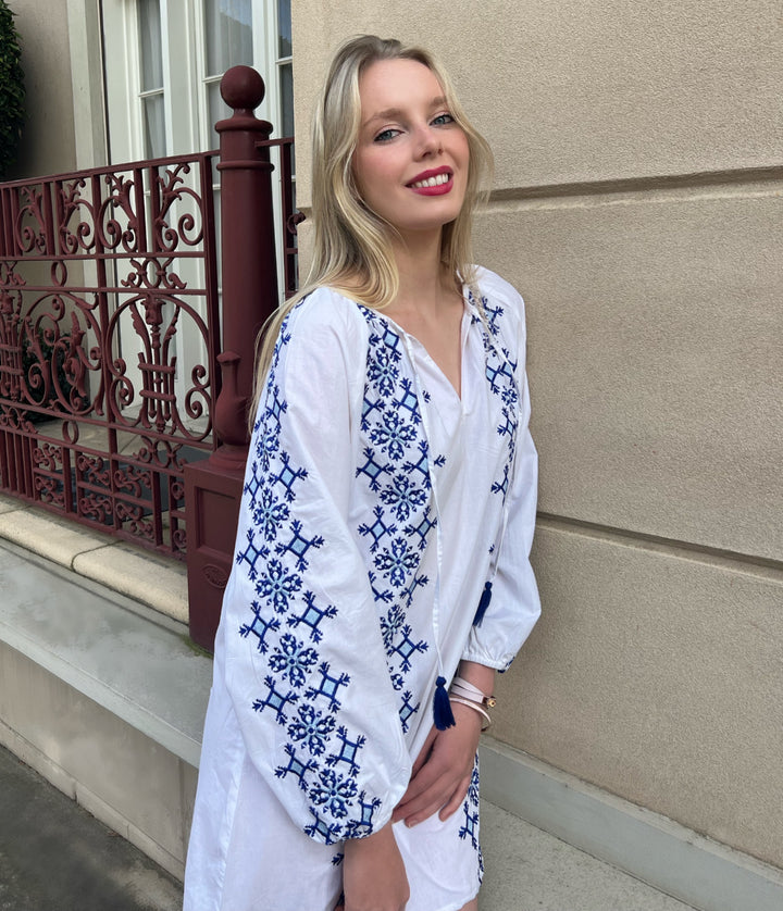 'Ikaria' Dress in Blue - Long