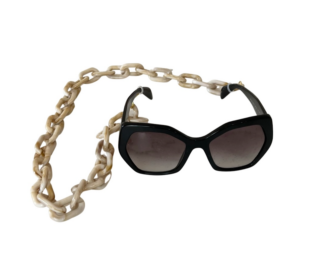 Glasses / Sunglasses Chain oversized retro - White/Brown