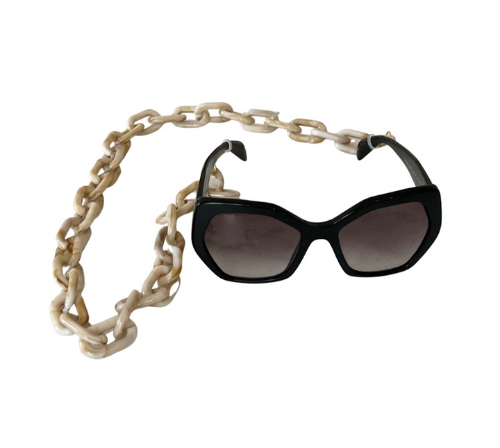 Glasses / Sunglasses Chain oversized retro - White/Brown