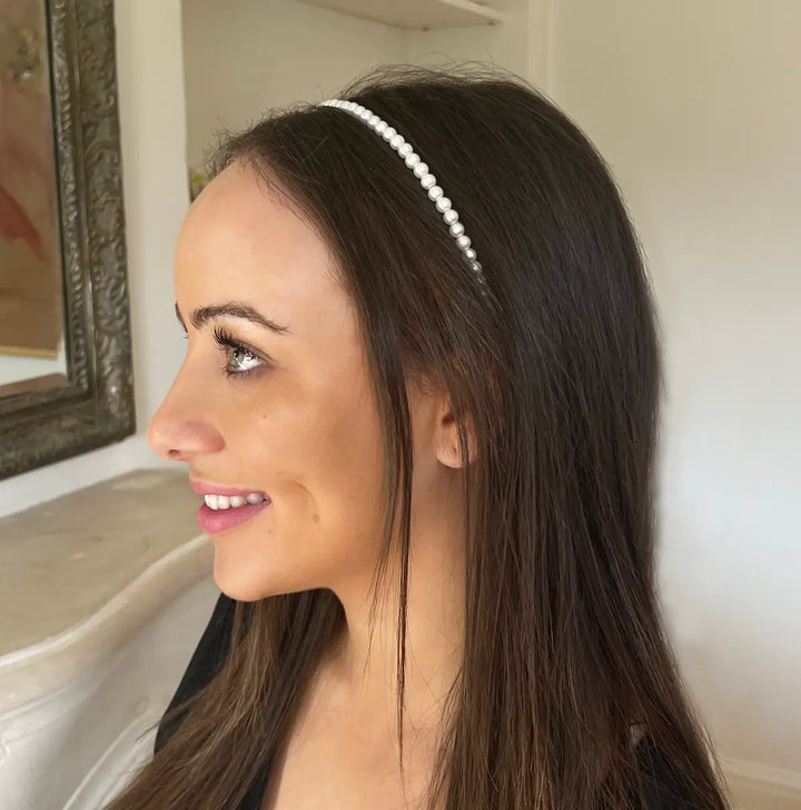 WS - Headband White Faux Pearl Slim - Image 2