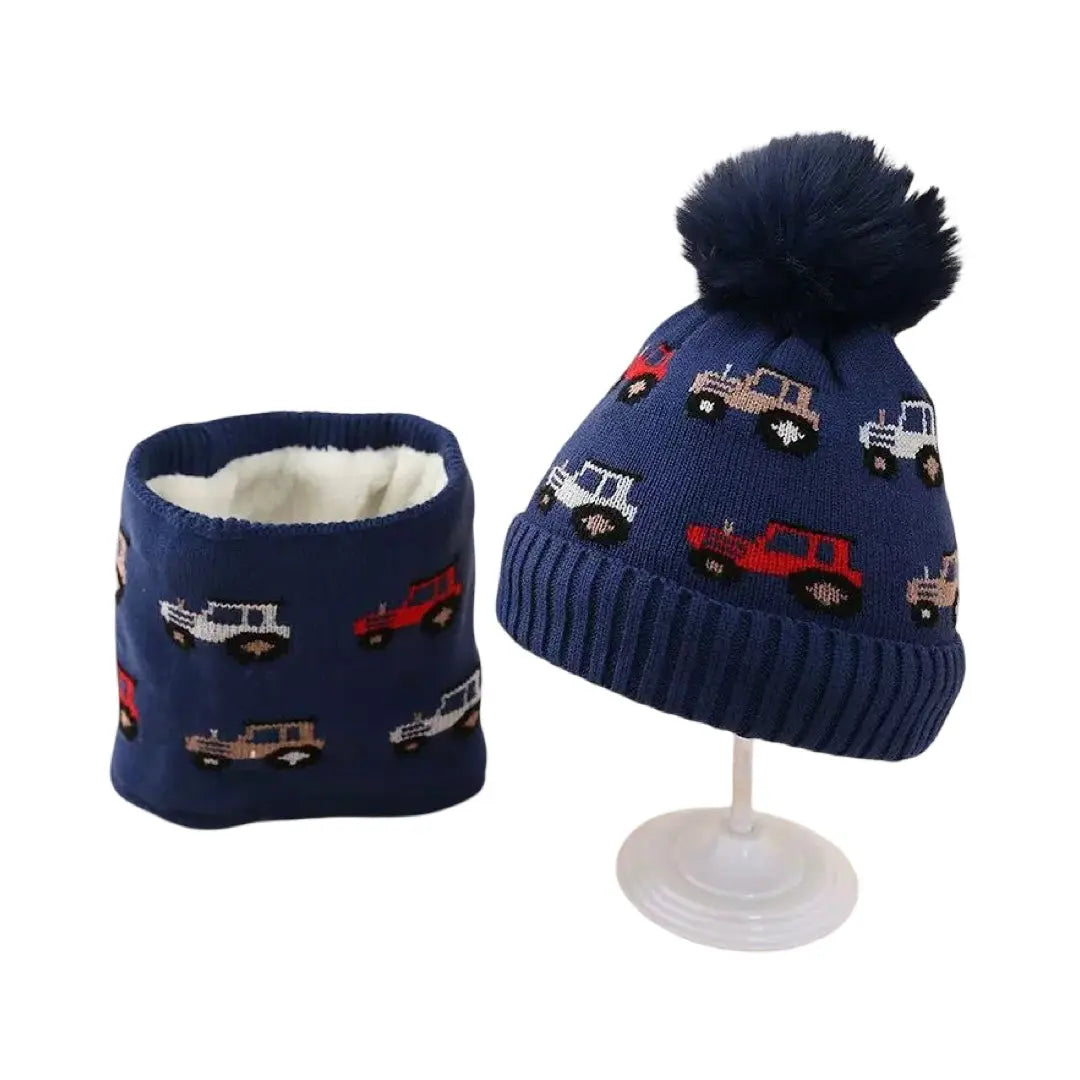 KIDS Beanie & Scarf --Trucks 3m-4yrs