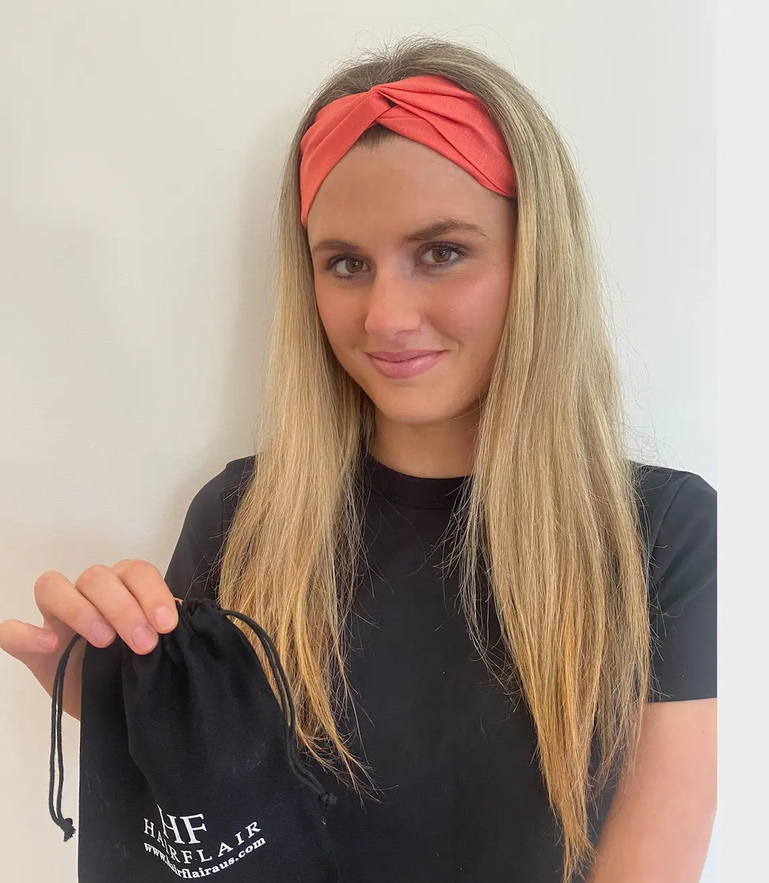 Headband - Linen Elastic headband in Burnt Coral