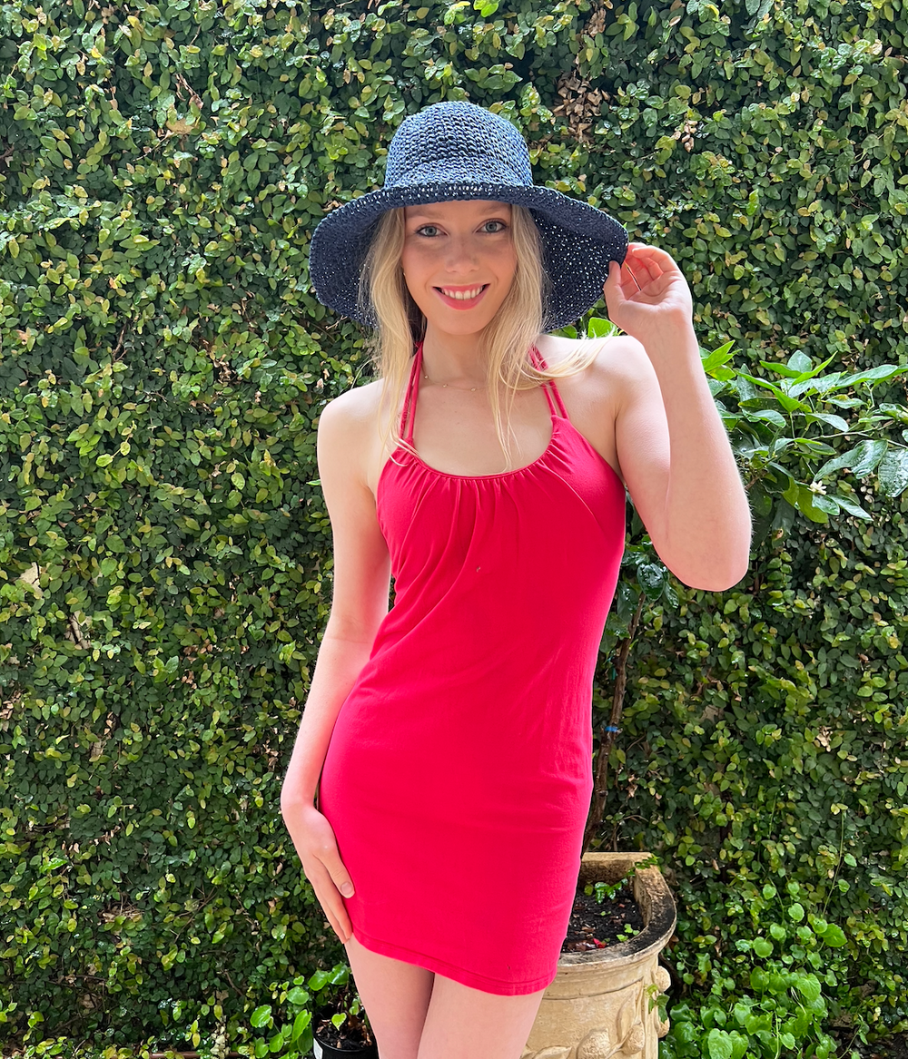 Woven Foldable Sunhat in Tibet Blue